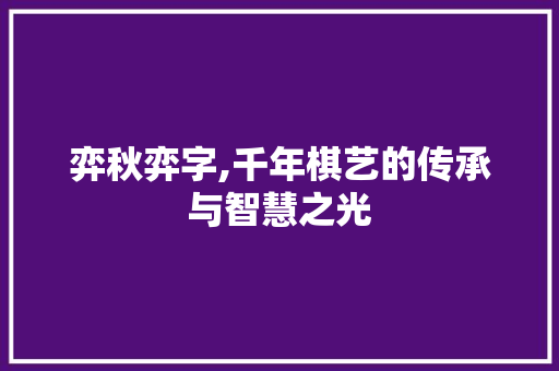 弈秋弈字,千年棋艺的传承与智慧之光