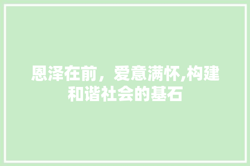 恩泽在前，爱意满怀,构建和谐社会的基石 国学经典
