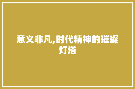 意义非凡,时代精神的璀璨灯塔
