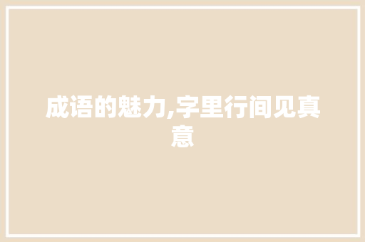 成语的魅力,字里行间见真意