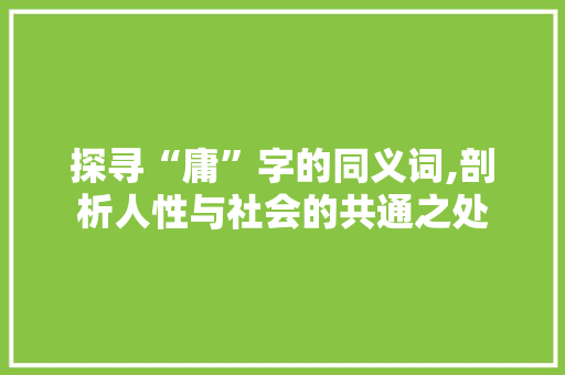 探寻“庸”字的同义词,剖析人性与社会的共通之处
