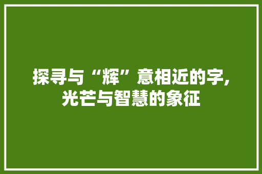 探寻与“辉”意相近的字,光芒与智慧的象征