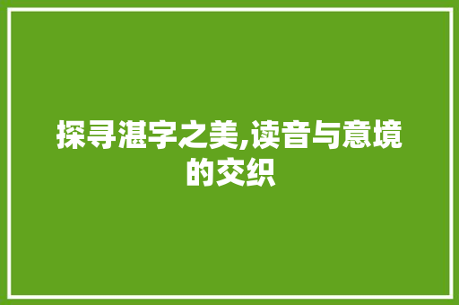 探寻湛字之美,读音与意境的交织