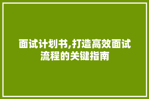 面试计划书,打造高效面试流程的关键指南