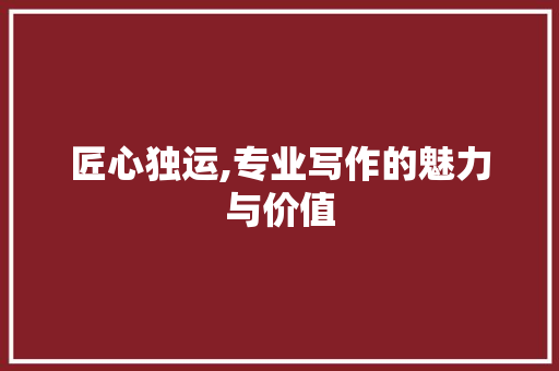 匠心独运,专业写作的魅力与价值