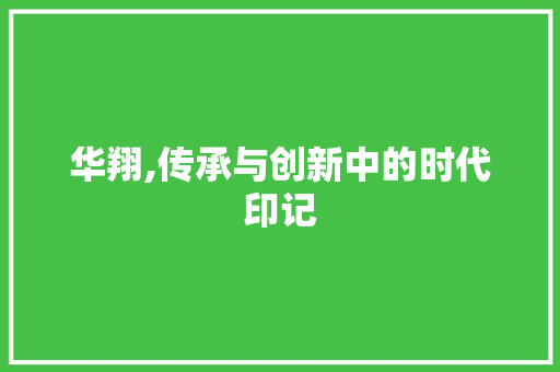 华翔,传承与创新中的时代印记