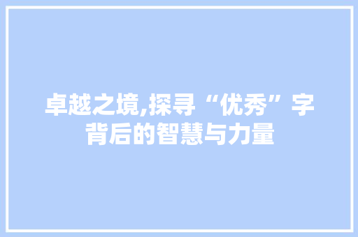 卓越之境,探寻“优秀”字背后的智慧与力量