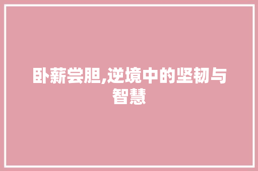 卧薪尝胆,逆境中的坚韧与智慧