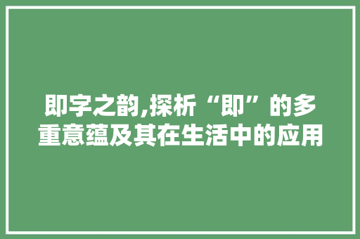 即字之韵,探析“即”的多重意蕴及其在生活中的应用