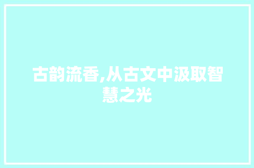 古韵流香,从古文中汲取智慧之光