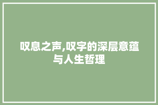 叹息之声,叹字的深层意蕴与人生哲理 名人名言