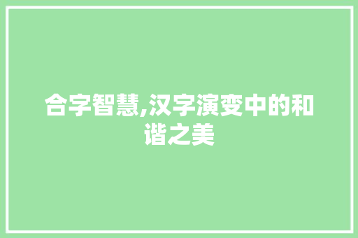 合字智慧,汉字演变中的和谐之美 名人名言