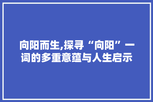 向阳而生,探寻“向阳”一词的多重意蕴与人生启示