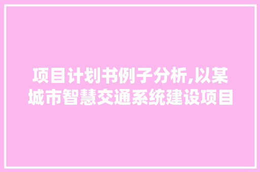 项目计划书例子分析,以某城市智慧交通系统建设项目为例