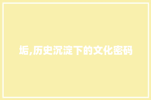 垢,历史沉淀下的文化密码