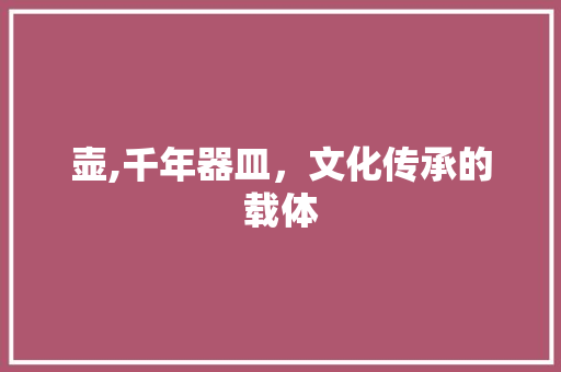 壶,千年器皿，文化传承的载体 工作计划