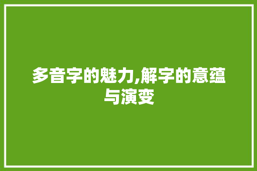 多音字的魅力,解字的意蕴与演变
