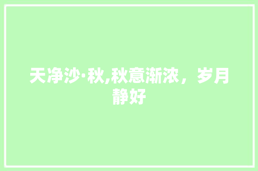 天净沙·秋,秋意渐浓，岁月静好 演讲稿