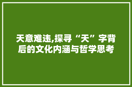 天意难违,探寻“天”字背后的文化内涵与哲学思考