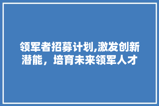 领军者招募计划,激发创新潜能，培育未来领军人才 演讲稿