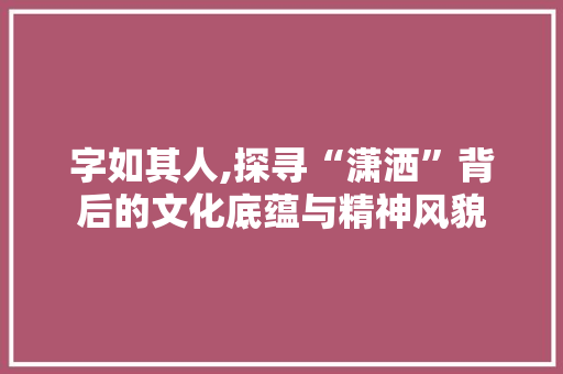字如其人,探寻“潇洒”背后的文化底蕴与精神风貌 工作计划
