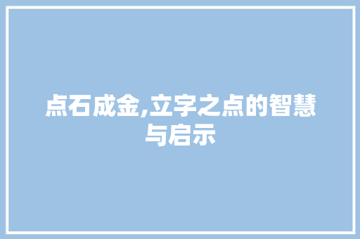 点石成金,立字之点的智慧与启示