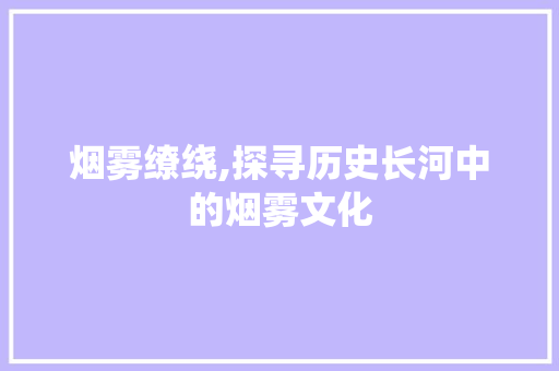 烟雾缭绕,探寻历史长河中的烟雾文化