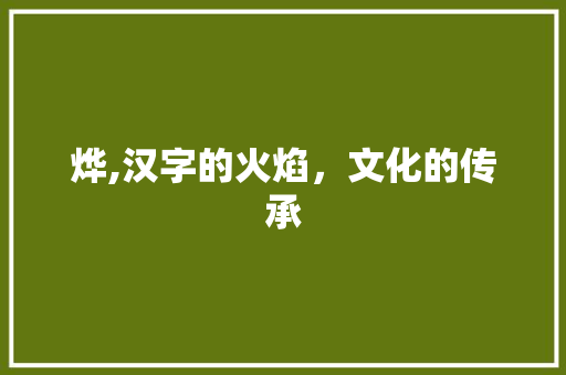 烨,汉字的火焰，文化的传承