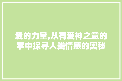 爱的力量,从有爱神之意的字中探寻人类情感的奥秘 个人简历