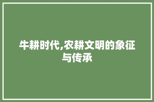 牛耕时代,农耕文明的象征与传承