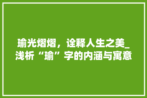 瑜光熠熠，诠释人生之美_浅析“瑜”字的内涵与寓意 合同范本