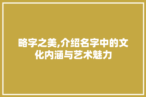 略字之美,介绍名字中的文化内涵与艺术魅力