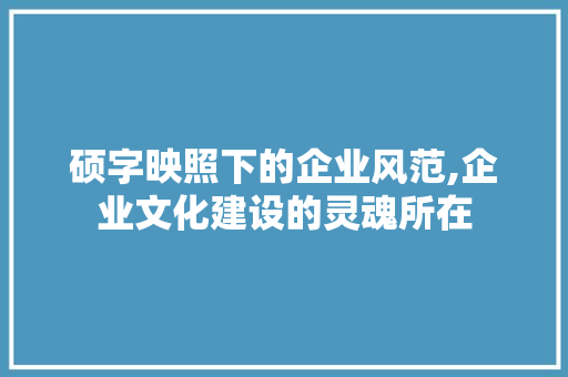 硕字映照下的企业风范,企业文化建设的灵魂所在
