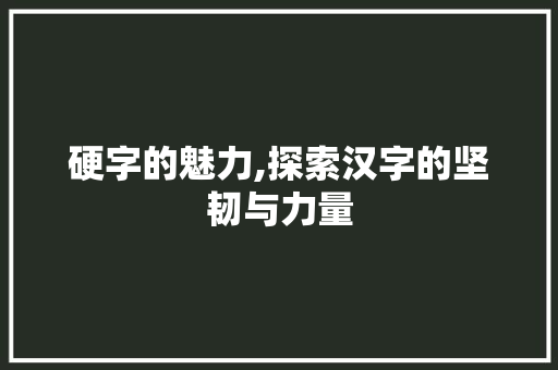 硬字的魅力,探索汉字的坚韧与力量