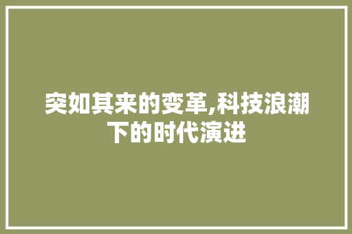 突如其来的变革,科技浪潮下的时代演进 工作总结