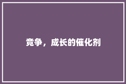 竞争，成长的催化剂