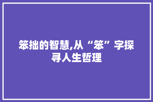 笨拙的智慧,从“笨”字探寻人生哲理 个人简历