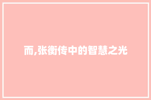 而,张衡传中的智慧之光