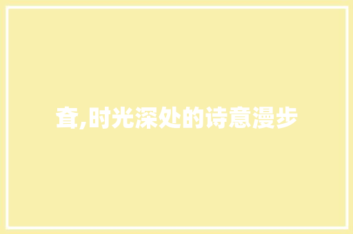 耷,时光深处的诗意漫步