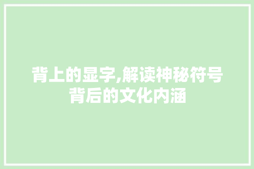 背上的显字,解读神秘符号背后的文化内涵