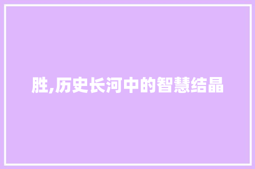 胜,历史长河中的智慧结晶