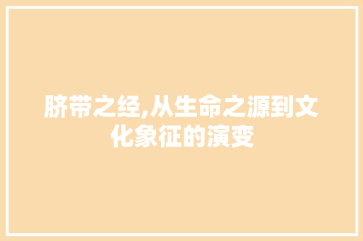 脐带之经,从生命之源到文化象征的演变 演讲稿