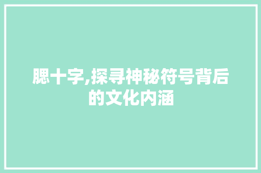 腮十字,探寻神秘符号背后的文化内涵