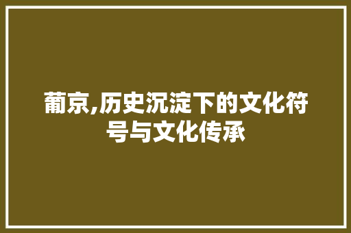 葡京,历史沉淀下的文化符号与文化传承 工作计划