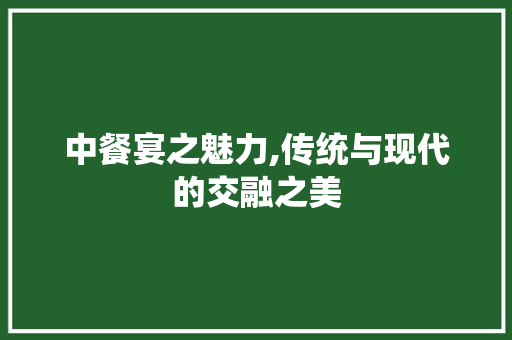 中餐宴之魅力,传统与现代的交融之美