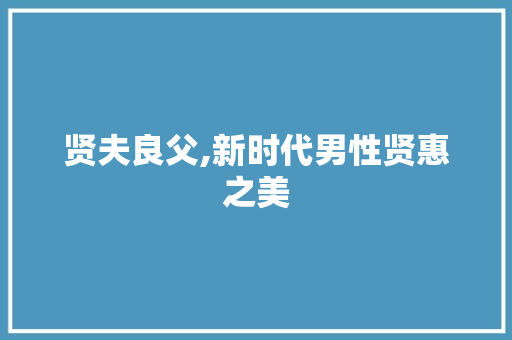 贤夫良父,新时代男性贤惠之美