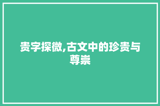 贵字探微,古文中的珍贵与尊崇