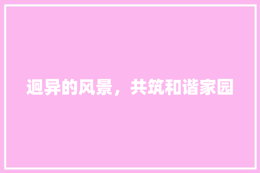 迥异的风景，共筑和谐家园