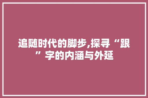 追随时代的脚步,探寻“跟”字的内涵与外延 工作总结