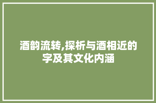酒韵流转,探析与酒相近的字及其文化内涵